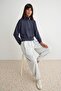 Antrasit Soft/Yumuşak Dokunuşlu Regular Kalıp Dikiş Detaylı Dik Yaka Örme Sweatshirt TWOAW27SW00146 - 2