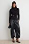 Black High Neck Belted Fitted/Bodycon Knitted Blouse Twoaw27Bz00318 - 2