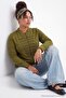 Khaki Button Closure Judge Collar Oversized Knitted Jacket Tbbaw27Ag00048 - 2
