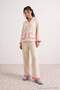 Ekru Fırfır ve Cep Detaylı Wellsoft Örme Pijama Takımı THMAW27PT00067