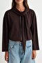Kahverengi Soft/Yumuşak Dokunuşlu Kapüşonlu Fermuarlı Oversize Örme Hırka/Sweatshirt TWOAW27SW00090 - 4