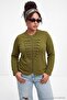 Khaki Button Closure Judge Collar Oversized Knitted Jacket Tbbaw27Ag00048 - 4