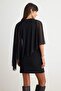 Siyah Bodycon/Vücuda Oturan Pelerinli Kayık Yaka Midi Esnek Örme Elbise TWOAW27EL00186 - 5
