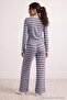 Blue Striped Double Layered Patchwork Knitted Pajama Set Thmaw27Pt00206 - 2