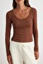 Brown-Stone 2-Pack V-Neck Fitted/Fitted Cotton Stretch Knitted Blouse Twoaw24Bz00068 - 3