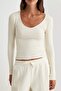 Brown-Stone 2-Pack V-Neck Fitted/Fitted Cotton Stretch Knitted Blouse Twoaw24Bz00068 - 6