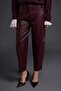 Bordo Düz Barrel Boru Paça Suni Deri Örme Pantolon TWOAW27PL00020 - 3