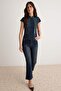 Koyu Mavi Düğme Detaylı Denim Bluz TWOAW27BZ00311 - 2