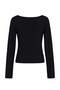 Black Plain Fitted Pool Collar Snap Crop Viscose Ribbed Knitted Blouse Twoaw27Bz00118 - 3