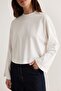 Ekru Dik Yaka Oversize Kalıp Pamuklu Örme T-Shirt TWOAW27TS00106 - 4