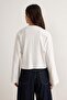 Ekru Dik Yaka Oversize Kalıp Pamuklu Örme T-Shirt TWOAW27TS00106 - 5