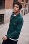 Dark Green Oversize/Comfortable Fit Embroidered Polo Collar Sweatshirt Tmnaw27Sw00022 - 4
