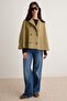 Beige Oversize Molded Cape Thin Jacket Coat Twoaw27Mo00153 - 2