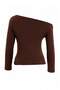 Brown Shirring/Drape Detailed Fitted/Fitted Long Sleeve Stretch Knitted Blouse Twoaw25Bz00248 - 7