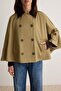 Beige Oversize Molded Cape Thin Jacket Coat Twoaw27Mo00153 - 4