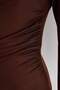 Brown Shirring/Drape Detailed Fitted/Fitted Long Sleeve Stretch Knitted Blouse Twoaw25Bz00248 - 6