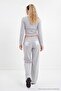 Gray Melange Back Star Printed Straight/Cut-Off Knitted Sweatpants Twoaw27Ea00027