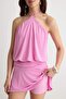 Pembe Düz Bodycon Halter Yaka Kolsuz Midi Esnek Astarlı Örme Elbise TWOSS26EL01102 - 3