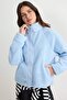 Açık Mavi Peluş Regular/Normal Kalıp Dokuma Garnili Fermuarlı Örme Hırka/Sweatshirt TWOAW25SW00139 - 2