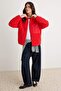 Winter Essentials Kırmızı Polar Fermuarlı Cep Detaylı Örme Hırka/Sweatshirt TWOAW24SW00071 - 2