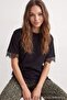 Black Regular/Normal Fit Lace Pack Low Sleeve Short Sleeve Soft Touch Knitted T-Shirt Twoss26Ts00196 - 3