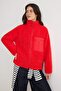 Winter Essentials Kırmızı Polar Fermuarlı Cep Detaylı Örme Hırka/Sweatshirt TWOAW24SW00071