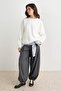 Ecru Thick Fleece Inside Basic Oversize Crew Neck Knitted Sweatshirt Twoaw27Sw00142 - 2