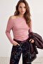 Light Pink Gathered/Drape Detailed Draped Asymmetric Collar Knitted Blouse Twoaw26Bz00138 - 2