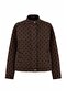 Brown Polka Dot Patterned High Collar Denim Jacket Twoaw27Ce00027