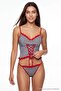 Black Gingham Lace and Ribbon/Tie Detail Satin Coverless Lingerie Set Thmaw27Cc00029 - 4