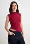Siyah-Ekru-Bordo 3'lü Paket Fitted/Vücuda Oturan Dik Yaka Örme Bluz TWOSS26BZ01131 - 2