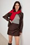 Dark Brown Woven Skirt with Battery Detail Twoaw27Et00115 - 2