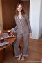 Brown Gingham Frilly Woven Pajama Set Thmaw27Pt00046 - 3