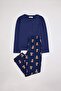 Navy Blue 100% Cotton Boys' Pajama Set Tkdaw27Pt00037 - 6