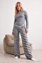 Gray Double Layer Asymmetric Front Detailed Knitted Pajama Set Thmaw27Pt00204 - 4