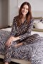 Siyah Zebra Desenli Yumuşak Tuşeli Örme Pijama Takımı THMAW27PT00227 - 4