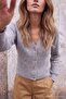 Wardrobe Essentials Light Gray V-Neck Soft Tuşe Knitwear Cardigan Twoaw27Hi00150 - 3