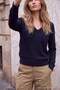 Navy Blue Wardrobe Essentials Stone 100% Wool V-Neck Basic Knitwear Sweater Twoaw27Kz00139 - 2