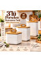 Porcelain Tea Sugar Salt Coffee Pulses Storage Jar with 3-Piece Wooden Stand