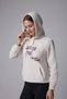Women's Printed Hooded Sweatshirt Ecru - 3