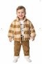 Baby Boys Plush Plaid Coat & Velvet Trousers 2-Piece Set – 10702 -