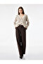 Pocketed, Pleated Detailed, Straight Wide-Leg, Belted Fabric Trousers