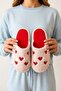 Women's Powder Heart Embroidered Plush House Slippers 3 cm Byndfkb02
