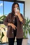 Women's Buttoned Quilted Jacket - Brown