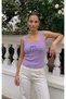 Sleeveless Square Neck Tricot Women's Blouse with Lace Detail - 2