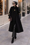 Angora Fox Coat with Sleeve Tip Knitwear Detail Tsd250246 Black