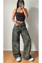 Women's Camouflage Patterned 100% Cotton Wide Leg Pants - 2