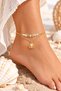 Double Chain Oyster Pearl Detail Anklet - 3