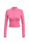 Mixray Women's Ribbed Zipper Collar Cropped Blouse - 6