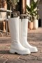 Blanca White Leather Pull-On Casual Women's Boots - 5